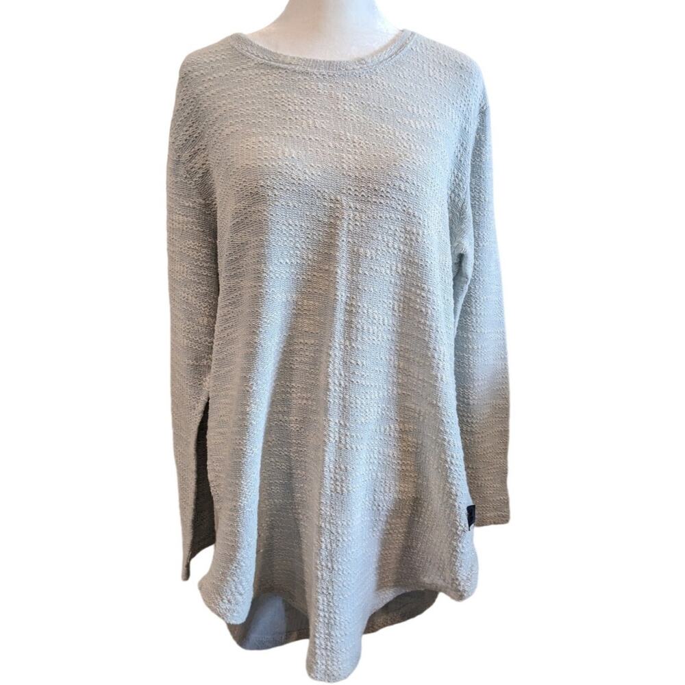 Leif Nelson Sky Blue Two Tone Textured Knit Long Sweater Large